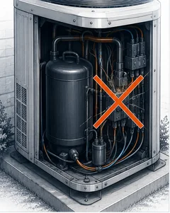 Stage 4 diagram showing an outdoor AC unit unable to complete the starting sequence.