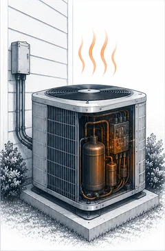 Stage 3 diagram showing the outdoor air conditioner shutting off before enough heat has been removed.