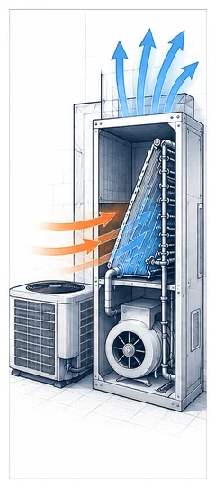 Stage 2 diagram showing an air conditioner removing heat from indoor air.