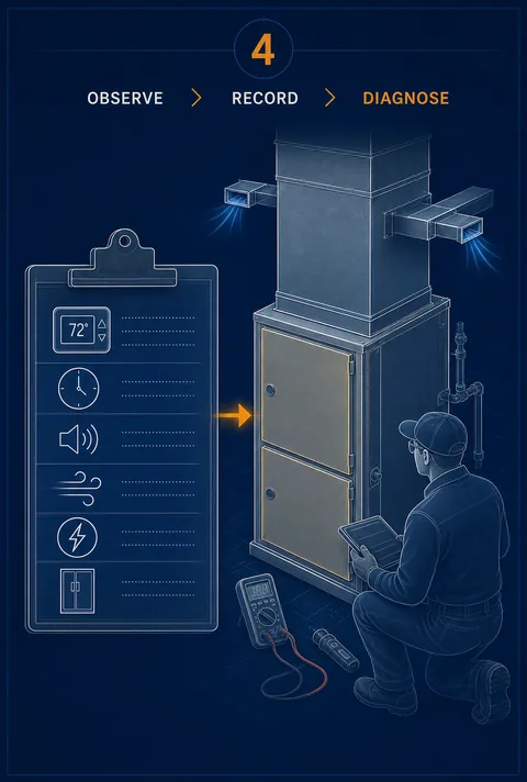 Homeowner observations supporting professional HVAC diagnosis.